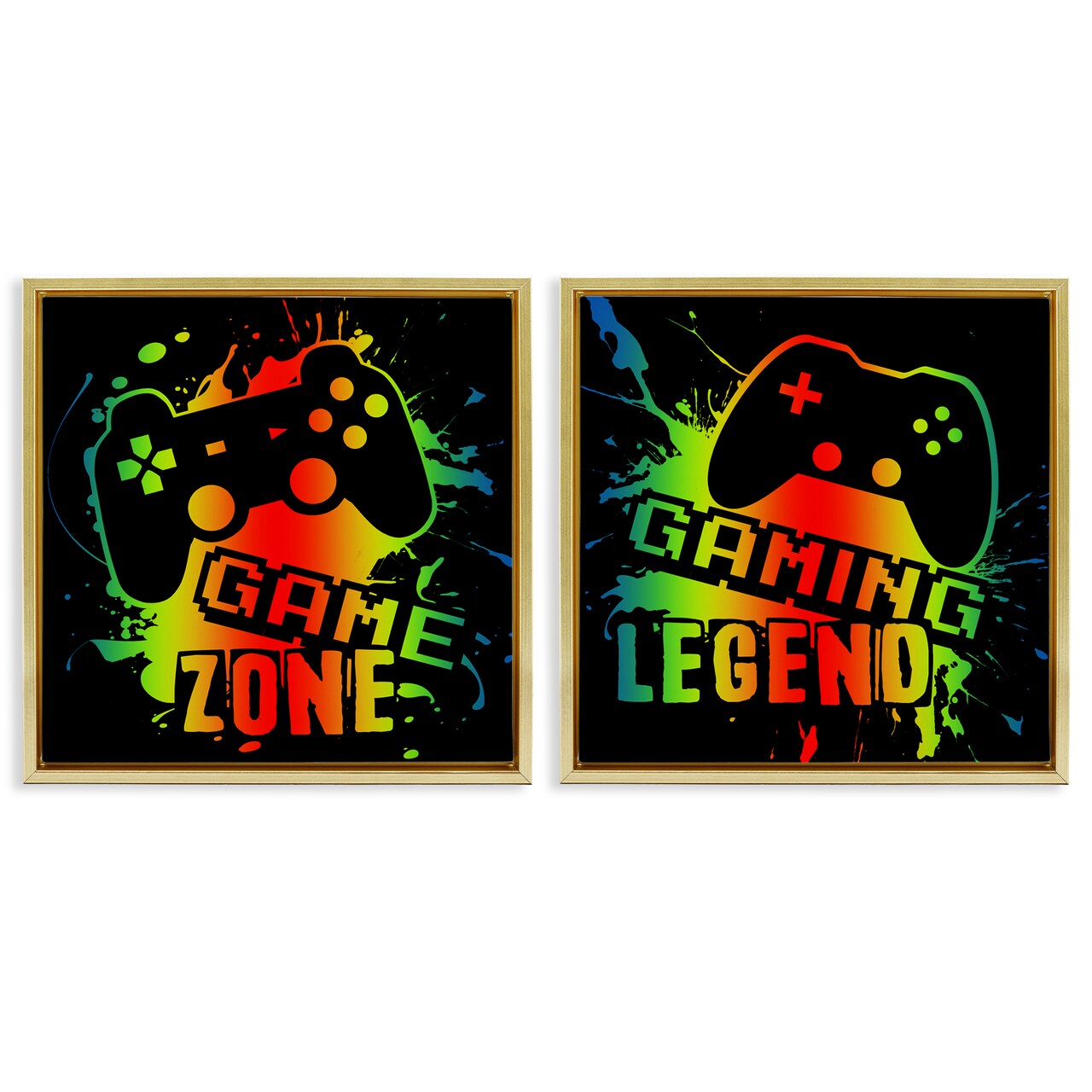 Stupell Industries Gradient Gaming Phrases 2pc Floating Frame Set, design by Marcus Prime